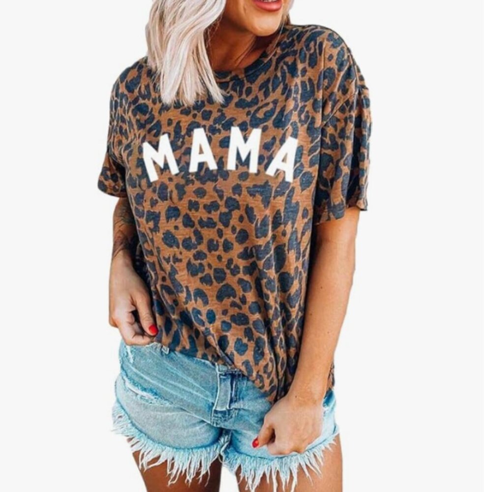 Leopard Print MAMA Graphic Tee